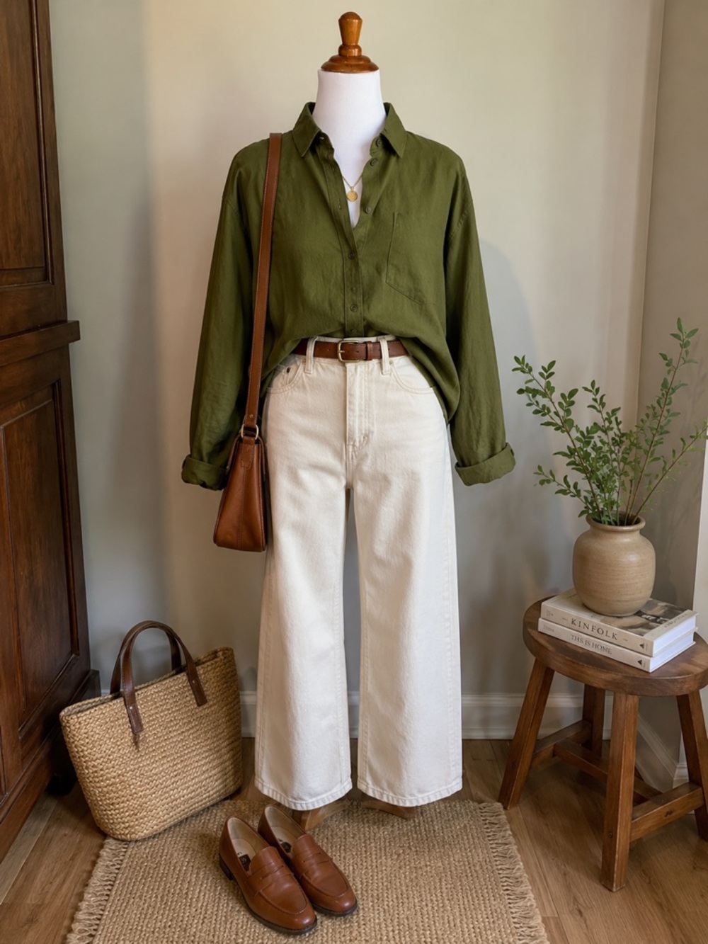 Madewell Oversized Khaki Olive Button Down Long Sleeved Shirt NWOT